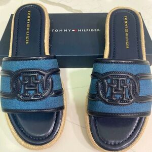 Tommy Hilfiger Blue and Black Slides